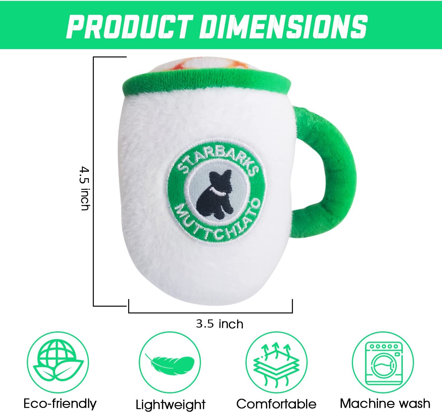 Pawsome Canadian Star Pups Coffee Cup Parody Toy with Squeaker