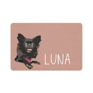 Personalized Dog Mat with Dog Portrait + Customized Name